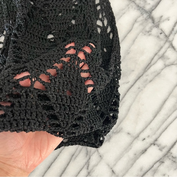 SADH Black Crochet Knit Crop Halter Top Resortwear Handmade - Picture 5 of 5